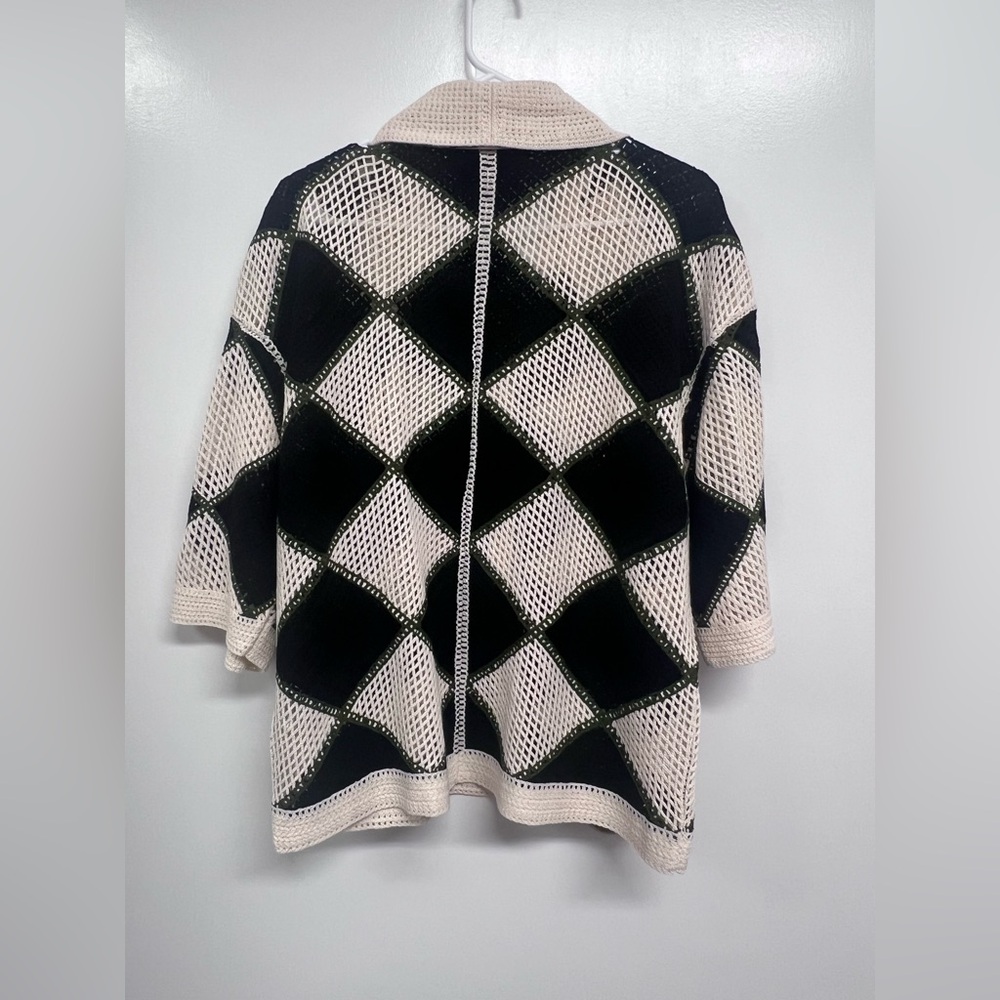 Zara Cream and Black Knit Cardigan - Picture 4 of 7